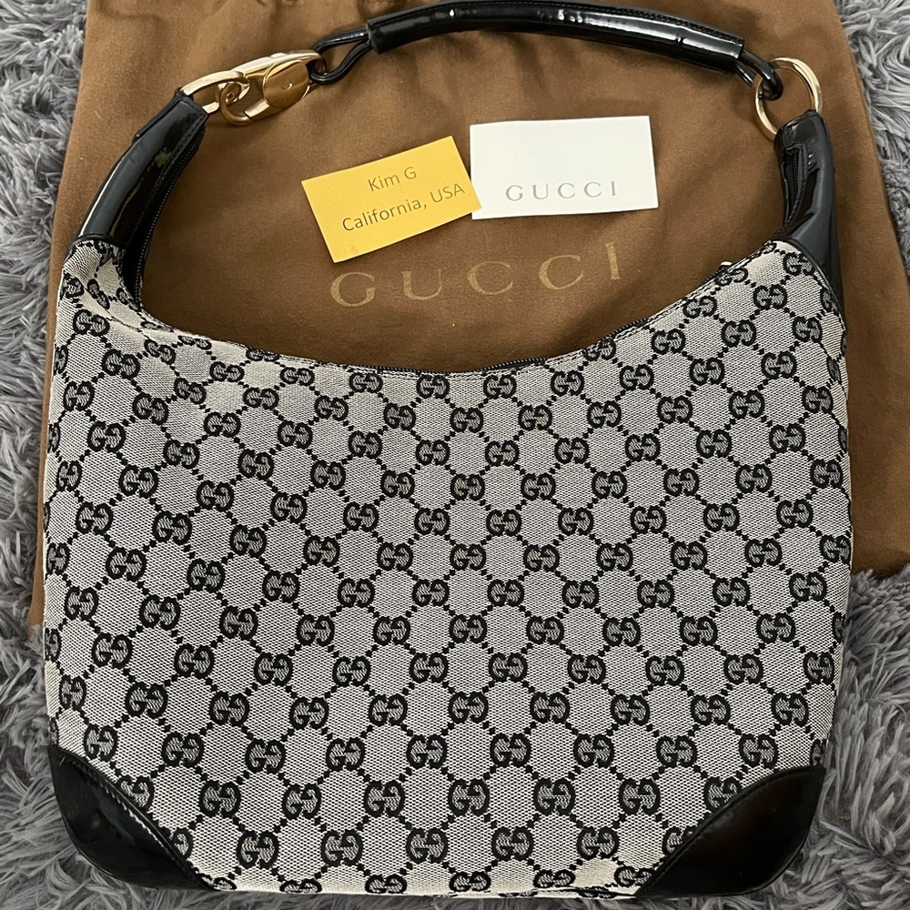 Gucci GG Canvas Shoulder Hobo Bag black/Gray